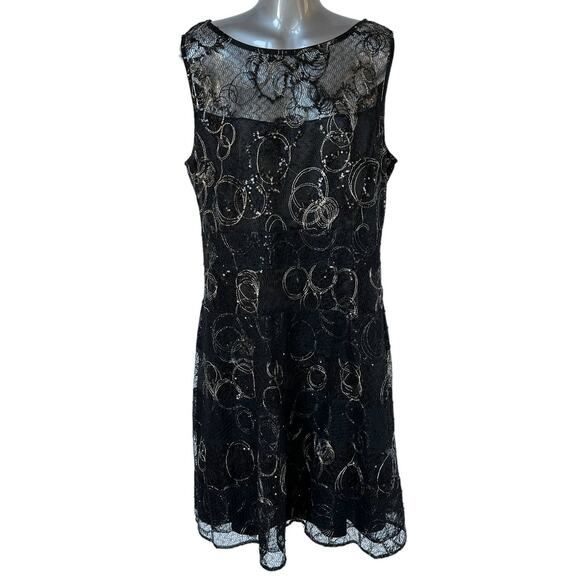 Vintage Kay Unger Sleeveless Dress Black Gold Lace Women's Plus Size 14 - Picture 10 of 10